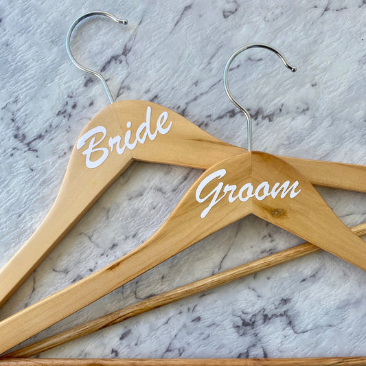 Bride and Groom Coat Hanger Set