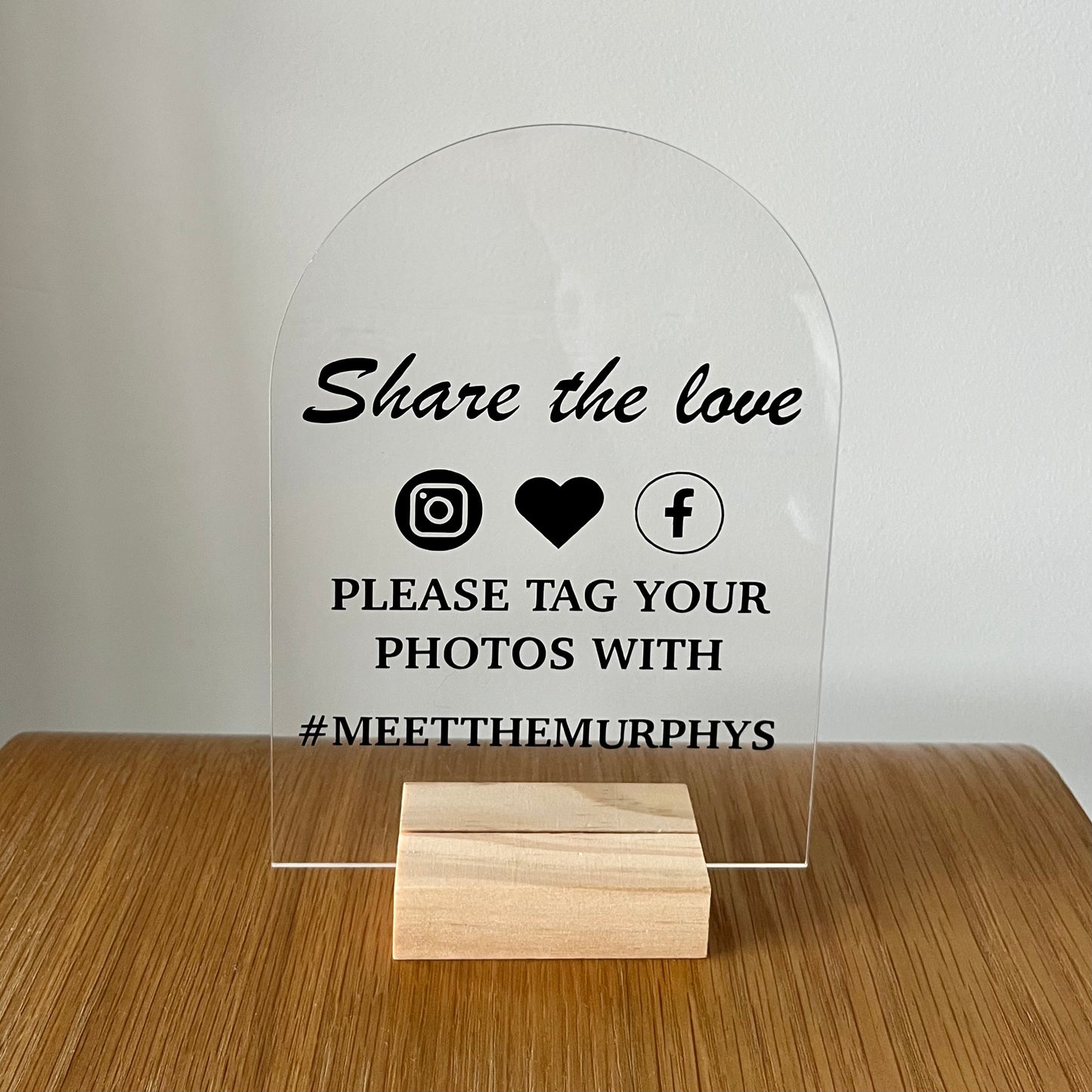 Custom Wedding Hashtag Acrylic Sign