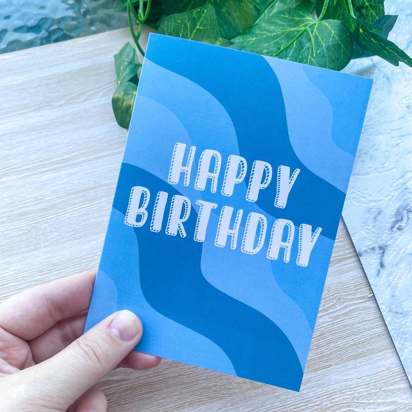 Blue Flow Birthday Card