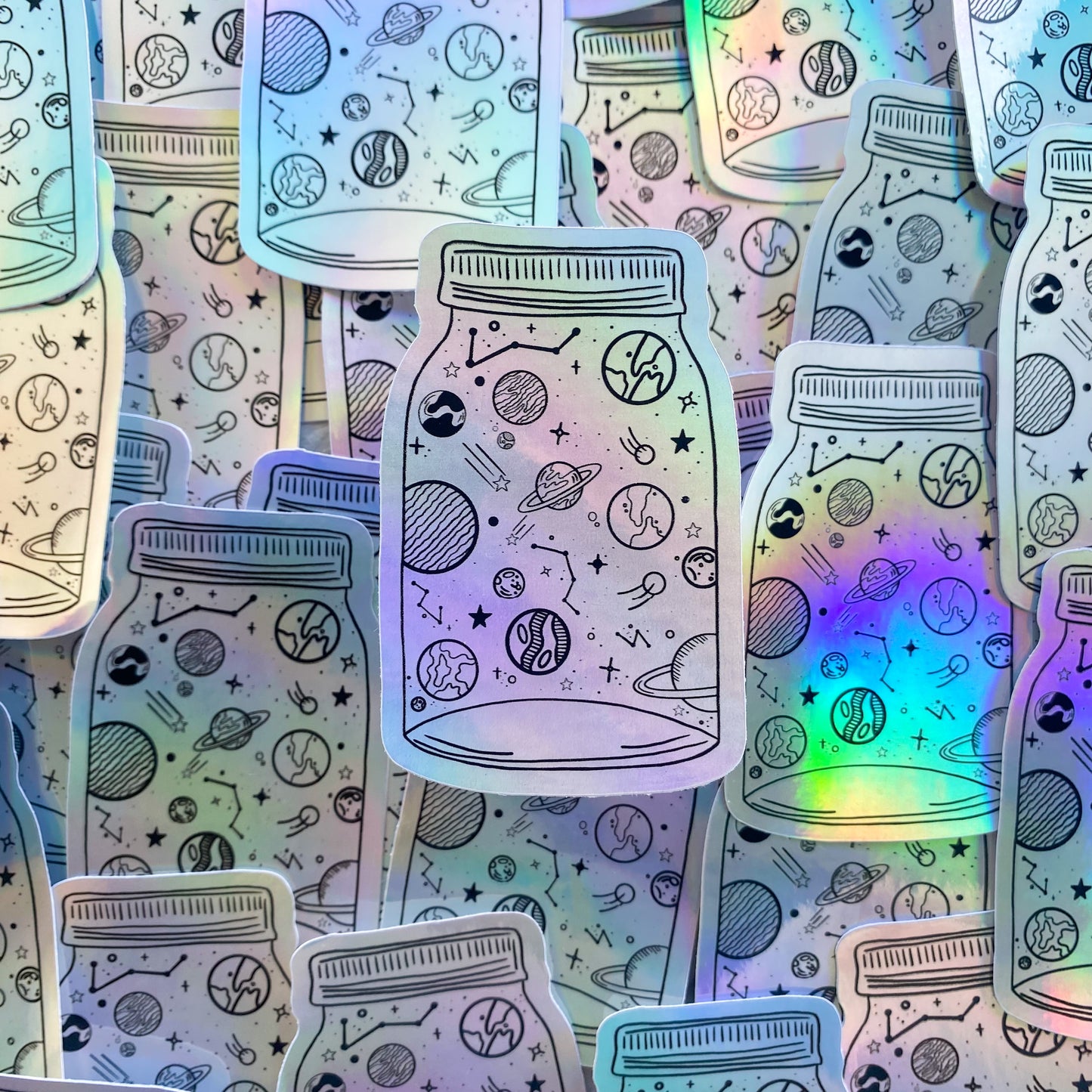 Space Jar Holographic Sticker