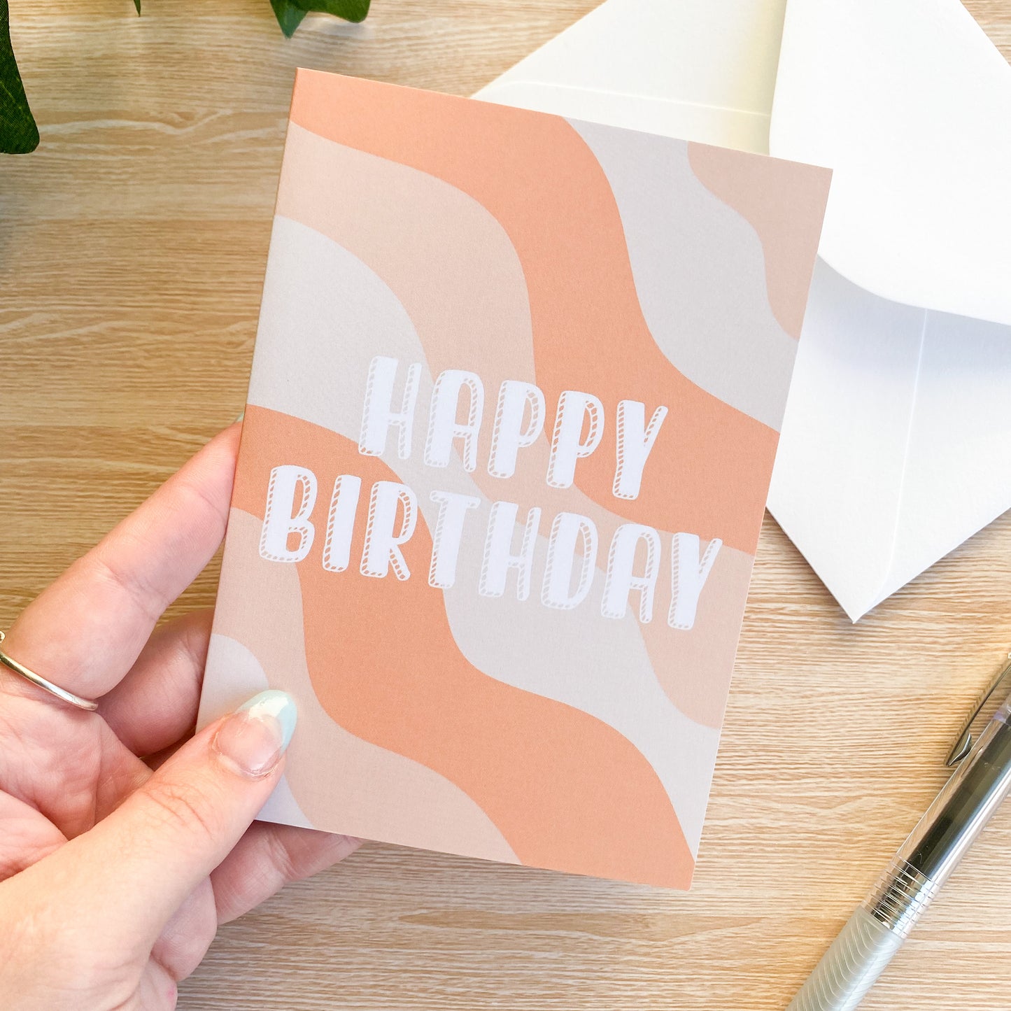 Orange Flow Birthday Card